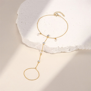 Pulsera CANNER Ajustable con Cadena de Anillos, Flor de Cinco Pétalos, Estilo Bosque, Multicapa y Apilable - Product Image 2