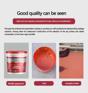 Roter Gummi Wasserdichte Farbe Roter Gummi Wasserdichte Farbe Flüssige Membran Duschraum Basemet Dach Wasserdichte Beschichtung - Product Image 5