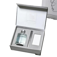 Boîte cadeau en carton pliable, recyclable, personnalisée, de luxe, en papier argenté, avec logo imprimé magnétique, pour diffuseur de parfum et bougie