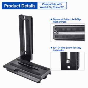 Placa en L de aluminio con tornillo de 1/4 para gimbal Zhiyun <span class=keywords><strong>Weebill</strong></span> <span class=keywords><strong>S</strong></span>, <span class=keywords><strong>Crane</strong></span> 2, <span class=keywords><strong>Crane</strong></span> 3, soporte de grabación vertical y montaje de cámara - Product Image 4