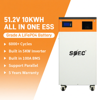 Sistema de Almacenamiento de Energía Doméstico Todo en Uno de 5kW 10kWh 51.2V 200Ah LiFePO4 con Inversor Integrado para Sistema Solar Residencial