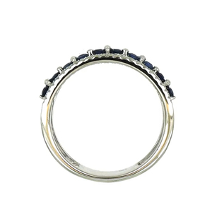 18K White Gold Sapphire Floral & Diamond Pave Wide Band <b>Ring</b> Luxury <b>Statement</b> Jewelry <b>For</b> <b>Women</b> - Product Image 2