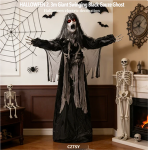 Halloween: Figura di zombie femminile con bocca aperta da 2,3 m, per casa infestata, cortile, orrore luminoso, fantasma in piedi con sensore elettrico - Product Image 1