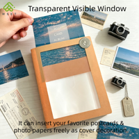 Album de cartes postales écologique avec couverture en paille de blé, 30 pochettes, intérieur en PP imperméable, couverture transparente DIY, porte-cartes photo pour collection