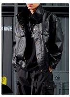 Veste en cuir PU rétro cool noire TT, style motard, avec un toucher haut de gamme pour l'automne