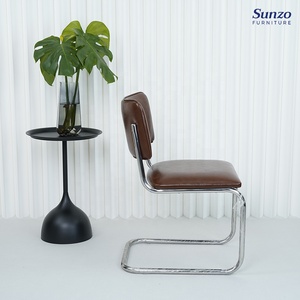 Cadeira de Jantar <span class=keywords><strong>Vintage</strong></span> Tubular de Couro SUNZO FURNITURE do Meio Século - Product Image 4