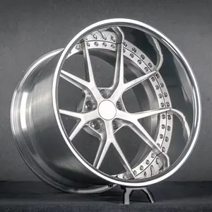 Bolun customized forged wheel big polished lip forged 2 piece rims 18-24 inch forged wheels for Mustang cars