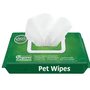 Eco-Friendly Disposable Pet Wipes Organic Non-Woven Grooming Wet Wipes For Dogs And Cats For Paw Ear Eye Cleaning