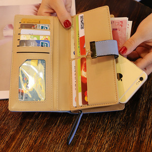 Lady PU Leather <b>Card</b> <b>Holder</b> <b>Wallet</b> with Leaf Pattern Zipper Closure Brown and Blue 7 Inch Multi <b>Card</b> Case <b>for</b> Women - Product Image 5