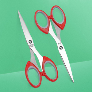 Office Scissors 158mm Stainless Steel Straight Blade <b>Red</b> Gray Handle For <b>Paper</b> Cutting Craft Home Office Use - Product Image 1
