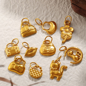 จี้ห้อยกระเป๋าขนาดเล็ก ชุบทอง 18K สแตนเลสสตีล อุปกรณ์ทำเครื่องประดับ DIY จี้แฟชั่นสำหรับทุกเพศ - Product Image 2