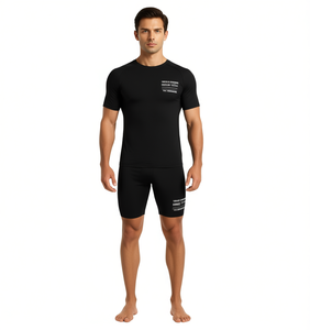 Pantaloncini da Palestra per Uomo ad Asciugatura Rapida, Vita Media, Vestibilità Slim, in Spandex e Poliestere, per Tutte le Stagioni, Abbigliamento Sportivo Casual con Logo Stampato - Product Image 1