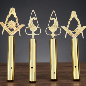 Masonic Lodge Pole <b>Toppers</b> Set of 4 Golden Emblem Caps Ceremonial Regalia Decorative Pole Fittings Uniquen Enterprises MP01 - Product Image 3