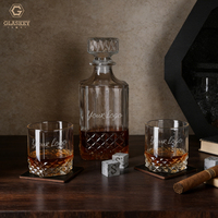 Juego de Decantador de Whisky Cuadrado Personalizado, Vasos de Whisky, Piedras de Hielo y Caja de Regalo de Madera, Regalo para Hombres y Artículos Esenciales para Bar