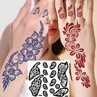 Pochoir de tatouage au henné temporaire personnalisé pour dessin floral, pochoir de tatouage au henné pour la main entière, autocollant non toxique