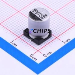 ตัวเก็บประจุแบบอิเล็กโทรไลต์อะลูมิเนียม SMD รุ่น VE-220M1JTR-0810, ขนาด D8xL10 มม., 22uF, 20%, 63V, ขา 8 มม. - Product Image 1