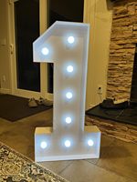 Chiffres lumineux géants de 3 pieds de haut, décorations d'anniversaire, décorations de fête blanches, grand accessoire en carton pour toile de fond