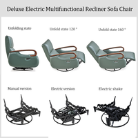 Fauteuil inclinable électrique en cuir véritable, pivotant, réglable, avec accoudoirs incurvés, pliable, extensible, massant, moderne
