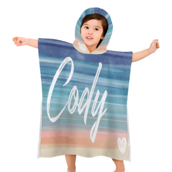Toalha de praia com capuz infantil com nome personalizado, toalha de praia de microfibra com capuz infantil de desenho animado