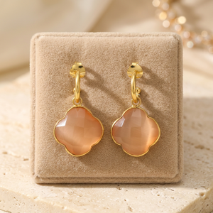 Pendientes de Aro Hechos a Mano con Gemas de Latón, Bañados en Rodio, Estilo Étnico - Product Image 3