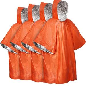 Pelliot - Poncho de Emergencia Impermeable Naranja para una Persona, para Campamento, Senderismo, Resistente al Viento, Aislante, Ropa de Lluvia de Supervivencia - Product Image 1