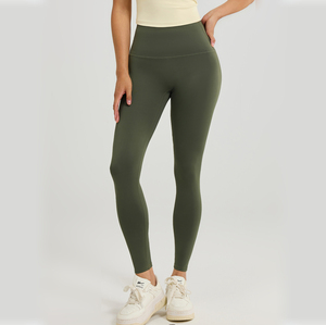 Collants de sport élégants de couleur unie avec taille haute et couture intérieure anti-frottement pour un confort longue durée - Product Image 4