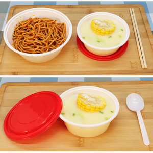 Disposable Round Bowl Takeout <b>Container</b> Food Grade PP With Lid Microwaveable For <b>Soup</b> Noodle Meal - Product Image 1