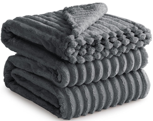 Fleece <strong>Throw</strong> Blanket for Sofa - Super King Size Fluffy Grey <strong>Throws</strong> for Sofas <strong>Extra</strong> <strong>Large</strong>, Soft Warm Blanket <strong>Throw</strong> for Couch - Product Image 1