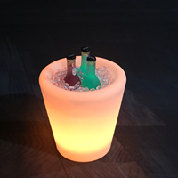Usine directe LED seau à glace à champagne transparent lumineux barre carrée KTV ensemble de meubles fût en plastique refroidisseur avec design de luxe