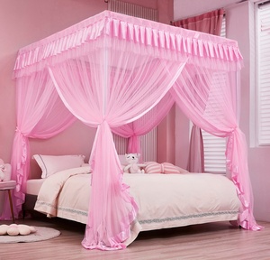 Moustiquaire de lit pliable en forme carrée, style princesse, avec dentelle en maille, pour lit Queen ou King Size, idéale pour une utilisation intérieure à la maison - Product Image 4