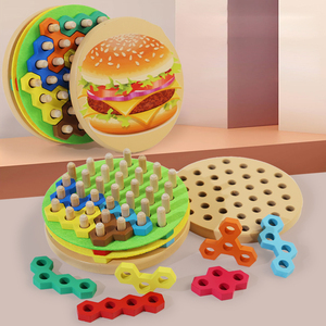 Unisex puzzle 3D in legno giocattolo educativo sensoriale per bambini 5-7 anni Hot Dog colonna Hamburger costruzione blocco incoraggia logico - Product Image 2