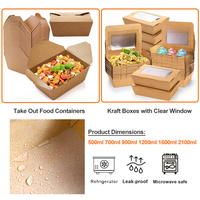 Boîtes à lunch en papier kraft personnalisées, contenants alimentaires jetables à emporter, boîtes à salade en papier kraft étanches avec couvercle