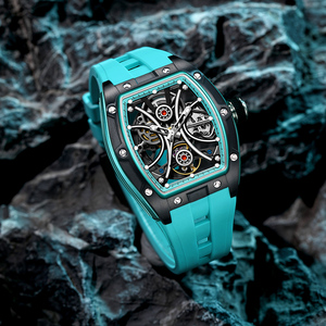 Orologio da Uomo Automatico di Lusso con Tourbillon Meccanico, Cassa in Acciaio Inossidabile, Quadrante Scheletrato, Cinturino in Silicone CHANCE JC-9-198G-4 - Product Image 3