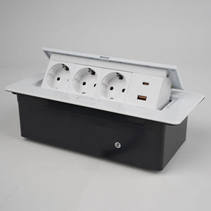 Prise de bureau escamotable en aluminium KLASS - Prise de courant encastrée norme européenne avec <span class=keywords><strong>modules</strong></span> internes personnalisables pour table de bureau - Product Image 2