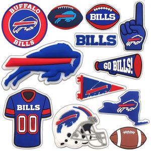 Breloques en caoutchouc PVC de style équipe de football américaine Buffalo Bills pour la décoration de chaussures, vente en gros, pour cadeau - Product Image 1