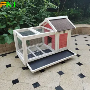 Wood Rabbit Hutch Outdoor Bunny Hutch with Ramp Guinea Pig Cage with Pull Out Tray 2 Levels Bunny House the chicken house