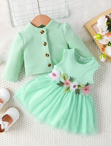 Setelan kardigan lengan panjang anak perempuan, setelan rok dan atasan lengan panjang untuk balita anak perempuan baru lahir - Product Image 4