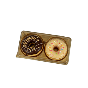 Boîte d'emballage de luxe dorée pour boulangerie, en PET de qualité alimentaire, pour pâtisserie, pain, lot de 2 boîtes à donuts avec couvercle transparent - Product Image 1
