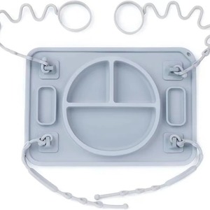 Napperon en plaque <span class=keywords><strong>de</strong></span> silicone pour bébé avec ventouses 4 attaches jouets pour bébés bambins et enfants bol en silicone <span class=keywords><strong>de</strong></span> qualité alimentaire tapis lavable au lave-vaisselle - Product Image 1