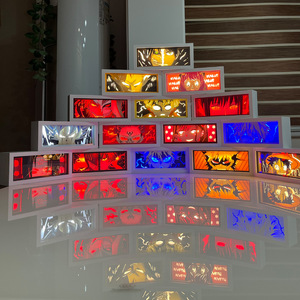 100 Nouvelles Lampes de Table LED RGB RC au Design Personnalisé, Artisanat Fait Main, Lumières Murales Gravées au Laser, Boîte à Lumière 3D <span class=keywords><strong>Anime</strong></span> en Papier Découpé - Product Image 3