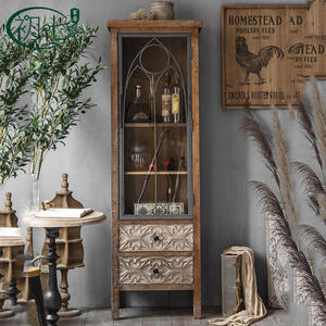 American Country Style Carved Sideboard 98x40x108cm <b>Storage</b> Living Room Cabinet Kitchen Furniture - Product Image 3