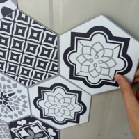 Papier peint hexagonal, décoration de restaurant, carreaux de sol et de mur, matériaux flexibles, autocollants muraux auto-adhésifs pour salle de bain, LVT