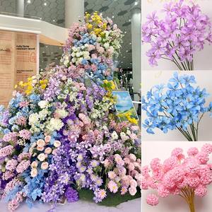 Flores Artificiales de Estilo Monet en Colores Pastel, Lirios y Tulipanes para Decoración de Bodas, Verde y Morado, Venta al Por Mayor - Product Image 1