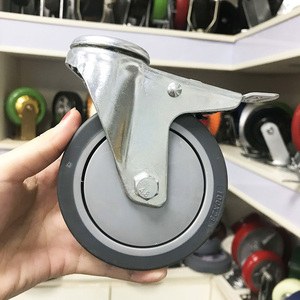 Vis de tige à filetage vis avec chariot, WBD, 25/30/40/50/65/75mm, robuste, gris TPR, roulettes avec couvercle - Product Image 3