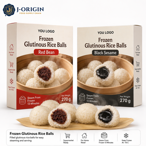 Pains de riz glutineux surgelés cuits à la vapeur, fourrés aux haricots rouges et au sésame noir, emballage en boîte de 6 pièces, dessert chinois, vente en gros - Product Image 2