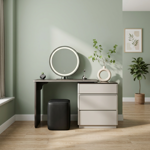 Table de maquillage moderne avec miroir éclairé et tiroirs de rangement pour meubles de chambre - Product Image 2