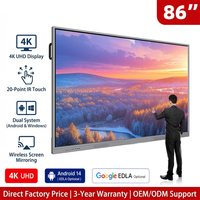 4K İnteraktif Beyaz Tahta LCD Dokunmatik Ekran 20 Noktalı Kalemle Parmakla Yazma Ekranı Android Windows Sınıf Ofis Öğretimi