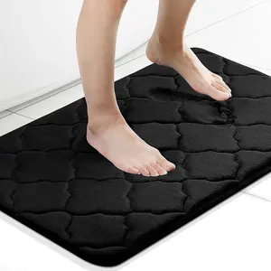 Customized Non Slip Absorbent Coral Bath mat with memory foam black Carpet Soft absorbent non-slip bath mat carpets rug