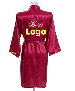 Custom Mulheres Luxury Robes Bride Sexy Sleepwear Plain Color Opcional Ice Silk Robe Stain Sleepwear para Lady - Product Image 4