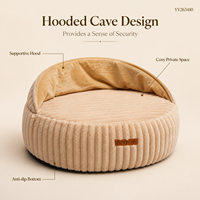 Yangyangpet Premium Cordstoff Gold Rundes Rutschfestes Hundebett mit Luxuriösem Design